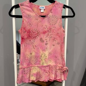 Y2K LA SENZA  Girls Pink Tie Front Tank Top Girls L/ Women’s XS